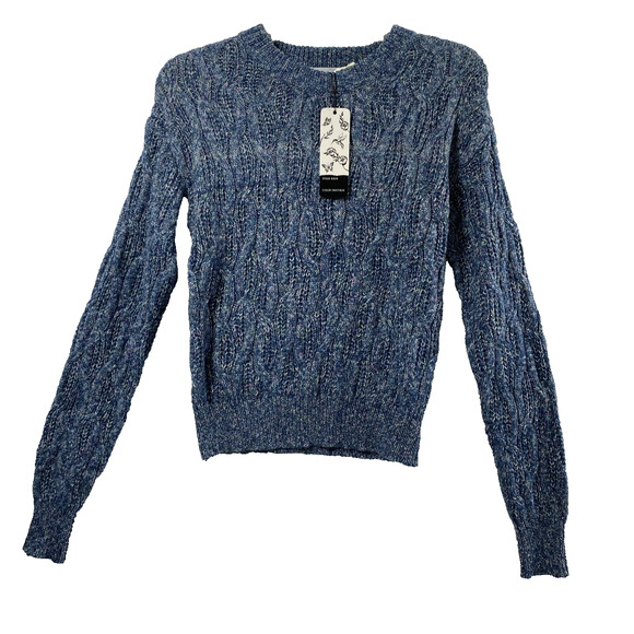 Reserve Fairfax Sweater Juniors Medium Blue Pink Varigated Cable Knit NWT Casual - Picture 1 of 11